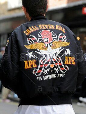 Vintage Bape x Real McCoys Toys Heavy Bomber Jacket Made in Japan A Bathing Ape